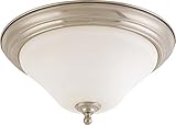 Nuvo 60/1826 Large Flush Dome with Satin White Glass, Dupont Brushed Nickel [並行輸入品]