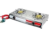 新しいダブルポータブルスーパーガスストーブLargeプロパン真鍮バーナーBBQ w / LPGレギュレータ