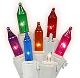 Vickerman 7572392 Heavy-Duty Multicolored Mini Christmas Lights with White Wire Connect 6, Set of 15