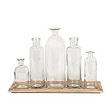 Creative Co-Op DA2672 Wood Tray with Glass Bottle Vases by Creative Co-Op [並行輸入品]