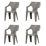 イタリア製 ガーデンチェア イス 4脚セット 『 アンジェロ 』【FBC】グレー(#9879632-12277x4) 58×54×80cm 軽量 スタッキング可能