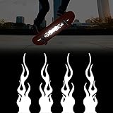 TOMALL 4pcs 20cm火炎反射ステッカー車ビニールモータースポーツ火炎ストライプデカールゴルフカートダートバイクオートバイオートバイスケートボードラップトップDIY装飾 (ブラック)