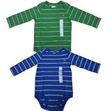 baby GAP ストライプ  ロンパース 長袖 （グリーン・ブルー）【月齢：3ヶ月~2歳】（並行輸入品） (3-6M（3ヶ月～6ヶ月）, ブルー)