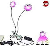 Lightess LED植物成長ライト led プラントライト 水耕栽培ランプ 植物育成用ledランプ 園芸 室内栽培ランプ クリップ式 赤/青LED 省エネ 16W