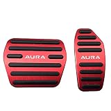 BOYOUS【最新型】日産 ノート 新型オーラ E13系（2021年9月～） アルミ ペダル 工具不要 AURA 専用設計 ブレーキ アクセル カバー 防キズ 防汚れ 滑り止め 2点セット（レッド）