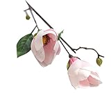 MIOIM モクレン お祝い インテリア造花 枯れない 手作り 本物そっくり 誕生日 ギフト 贈り物 2pcs (レッド)