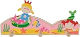 Bieco 4931983 Coat Rack Wooden with 3 Hooks Mermaid 29 x 12 cm by Bieco