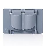 Leviton wp1d-gy防水カバー、プラスチックフラット蓋、1-gang二重レセプタクル、グレー