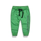 PANCY 子供服 春秋 長ズボン キッズ 縄付き ロングパンツ 男の子 女の子 シンプル 可愛い プリント(グリーン,120cm)