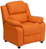 Flash Furniture BT-7985-KID-ORANGE-GG Deluxe Heavily Padded Contemporary Orange Vinyl Kids Recliner 