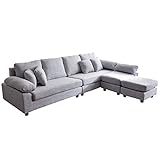 タンスのゲン 【ファブリック】 カウチソファ ポケットコイル仕様 クッション付き 4人掛けタイプ グレー 31200009 03