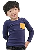 Plus Nao(プラスナオ) 長袖Tシャツ カットソー ロンT 子供服 トップス 無地 バイカラー 春 秋 冬 クルーネック ラウンドネック シンプル 定 ネイビー 110