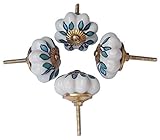 4のセットセラミックグリーンリーフホワイトパンプキン装飾アンティークドアknobs-内部ラウンドノブとPullsキャビネット/ガールズDresser /子供用食器棚/キッチン引き出しハンドルハードウェ