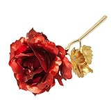 美しいローズフラワーゴールド箔Lasts Forever Withギフトボックス&バッグロマンチック記念日バレンタインの日誕生日母の日ギフト レッド