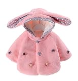 Sta.ANA(サンタ・アナ)ベビー キッズ ガールズ ポンチョ ケープ ふわふわ もこもこ うさぎ お花 あったかい 子供用 60～100cm 7サイズ 選べる2色 (100, ピンク)