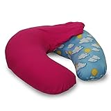 NurSit Nursing Pillow with Removable Pink Slipcover, Cloud Print by NurSit