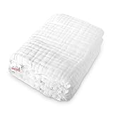 Coney Island Cotton White Muslin 6 Layer Multi Use Blanket Or Towel Extra large 45 By 45 Inch Fluffy