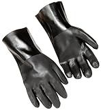 Steiner 17312 Coated Work Gloves, 12-Inch Black PVC Double Dip, Sandpaper, Knit Wrist, Large (12-Pac