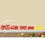 Battoo Choo Choo Train Decal – 列車トラックビニール壁ステッカーデカール – Playroom壁デカールベビー男の子保育園Locomotive Playroom子供ベッド
