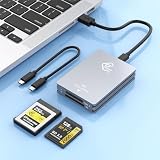CFexpress Type-Aカードリーダー＆SDカードリーダー 2in1、USB 3.2（Gen 2）10Gbps対応 CFexpress Type A/SD/CFリーダーアダプター USB-A＆USB-Cケーブル付き Windows／Android／Mac OS／Linux対応