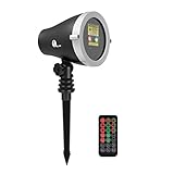 1byone Aluminum Alloy Outdoor Laser Christmas Light Projector with IR Wireless Remote, Red and Green