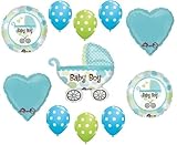 loonballoon It 's A Boy Buggy Carriage Hearts Polka Dot 11ベビーシャワー装飾用バルーンセット