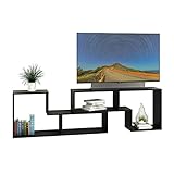 DEVAISE テレビ台 AVボード 50V対応 多機能収納 ディスプレイラック 幅110～220cm 耐荷重25kgのあるしっかり設計 レイアウト自由 地震対策 ナチュラルテイスト テレビボード 本棚 ブラック