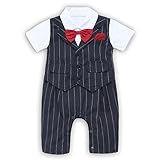 FEYG ベビー フォーマル カバーオール 赤ちゃん セレモニー ロンパース 男の子 タキシード スーツ風 半袖 結婚式服 蝶ネクタイ付 (70, ブラック)