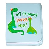 CafePress – MyグラミーLoves me Dinosaur Baby Blanket – スーパーソフトベビー毛布、新生児おくるみ ブルー 145526964025CD2
