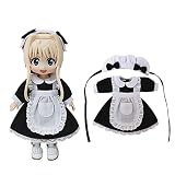 rakulifey オビツ11衣装セット お洋服 ＯＢ11サイズ服 ワンピース メイド服 オビツドール11ｃm 3点セット お誕生日プレゼント (ブラック)