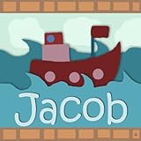 Green Leaf Art Boat on Ocean Canvas Art [並行輸入品]