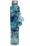 【Angelique】ハーバリウム 丸瓶 ロングボトル タッセル付き ボトルサイズ直径45mm 高さ215mm Herbarium (ブルー)
