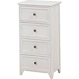 ローチェスト シャビーウッドファニチャー 4段 木製(桐材) アンティーク調ホワイト(白) 【完成品】