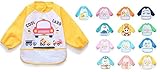 Adamz.sp 赤ちゃん 食事 エプロン 長袖 防水 食べこぼしポケット ビブ スタイ ガウン スモック 種類いっぱい (イエロー／クルマ)