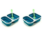 Eco Vessel Collapsible Silicone Lunchbox - Food Storage Container - Double Compartment, Blue ... by 