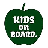 リンゴ kids on board カッティング ステッカー ダークグリーン 深緑