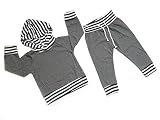 銅ロビンBaby Boy 'sグレーand Striped Hoodie SweatshirtとパンツセットSweatsuit カラー: グレー