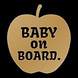 リンゴ baby on board カッティング ステッカー ゴールド 金