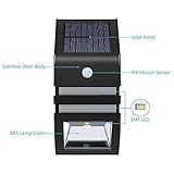 CDQ White Light Wireless Solar Outdoor Wall Light LED with PIR Motion Sensor 3 in 1 - Stainless Stee