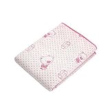 [50*70cm] ソフトで通気性マットレスパッドベビーベビーベッドシーツ、ピンクのクマ