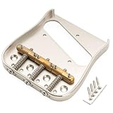 Musiclily Ultra 10.8mm曲がったテレキャスターブリッジ 真鍮のプレートと弦長補正3WAYブラスサドル Teleエレキギター用ニッケル