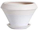 プラスガーデン 植木鉢・受皿セット ベルックス Φ230ｍｍ 底穴あり チタンホワイト 信楽焼 541-11