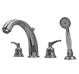 Whitehaus 514.433TF-BN Blairhaus Adams 7 7/8-Inch Deck Mount Tub Filler Set with Bell-Shaped Lever H