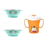 エジソン子供ボウルセット 2pack (Small,Large) Blue ・子供ストロー両手カップ(Orange) [並行輸入品]