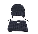 Tortor 1bacha(JP) 男女兼用　新生児　ケーブルニット帽　 キッズ　帽子＋ネックウォーマー　2点セット　0-4歳　スヌード　子供　秋冬　ベビー帽子　女の子　暖かい　ニットキャップ　男の子