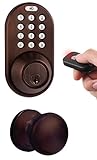 MiLocks XFK-02OB Digital Deadbolt Door Lock and Passage Knob Combo with Keyless Entry via Remote Con