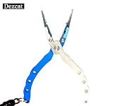 【Dezcat】フィッシングプライヤー 釣り用ペンチ フィッシュグリップ 針はずし フックはずし ラインカッター 魚釣りなど 専用ケースにカラビナと安全ロープ付き (ブルー)
