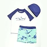 「Bidear」水着上下＋帽子 3点セット スイムウェア 上下 かっこいい 安心 便利 人気 おしゃれな子供水着85-95CM