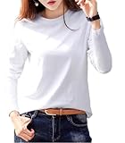 [Ressh.N] カットソー 長袖 レディース ロンT ストレッチ Tシャツ ロンティー 綿100％ クルーネック (XL, ホワイト)