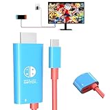 For Switch 2 ドック テレビ接続 HDMIアダプター 【4K＠60Hz PD100W】 スイッチ2 ドック 対応 遅延なし カクつきなし スマホ/PC/タブレット対応 充電しながらプレイ 小型 持ち運び便利 （レッド＆ブルー）